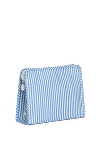 Blue chambray Pimlico stripe TRVL Roadie pouch