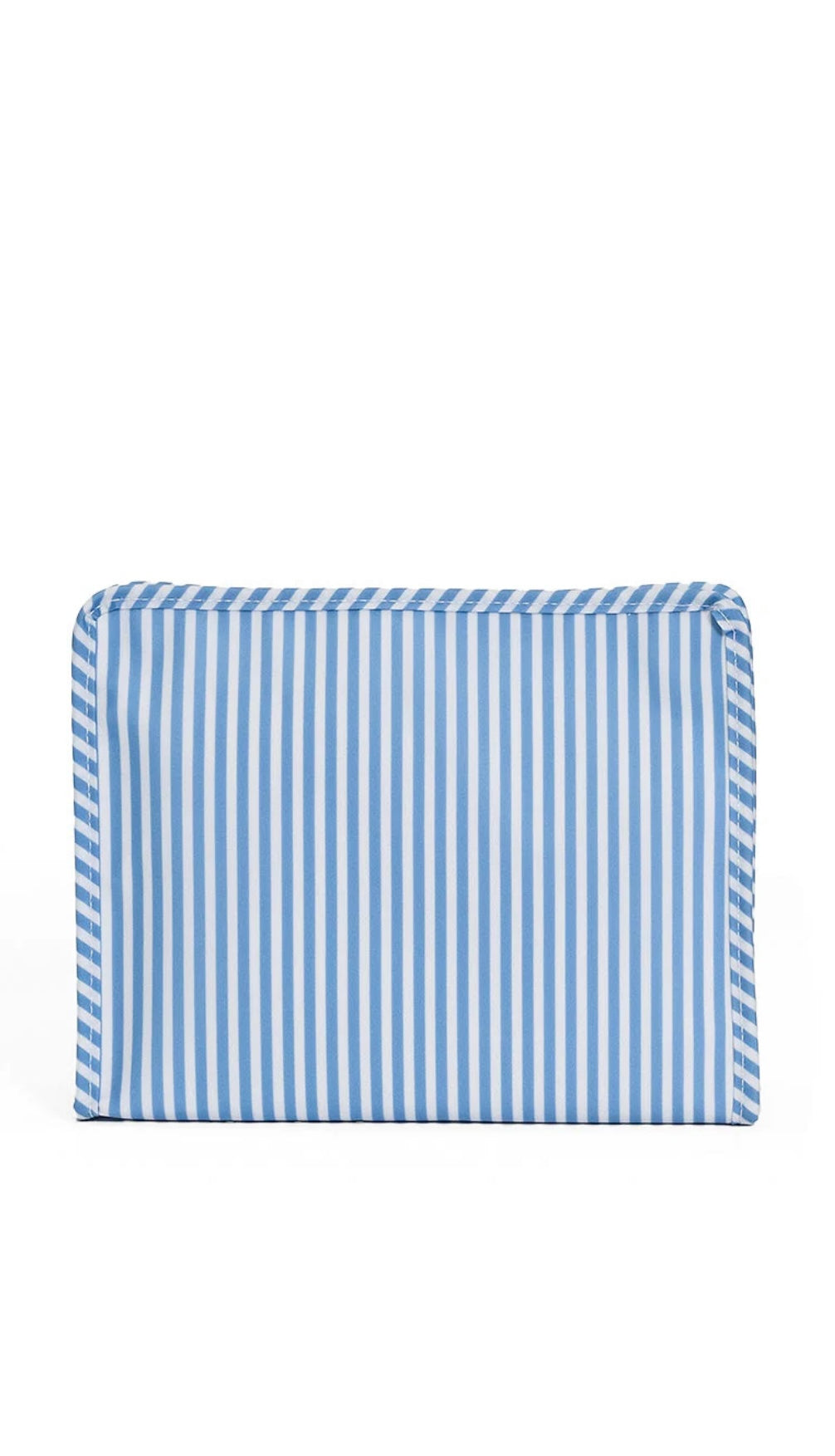 Blue chambray Pimlico stripe TRVL Roadie pouch