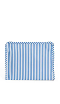 Blue chambray Pimlico stripe TRVL Roadie pouch