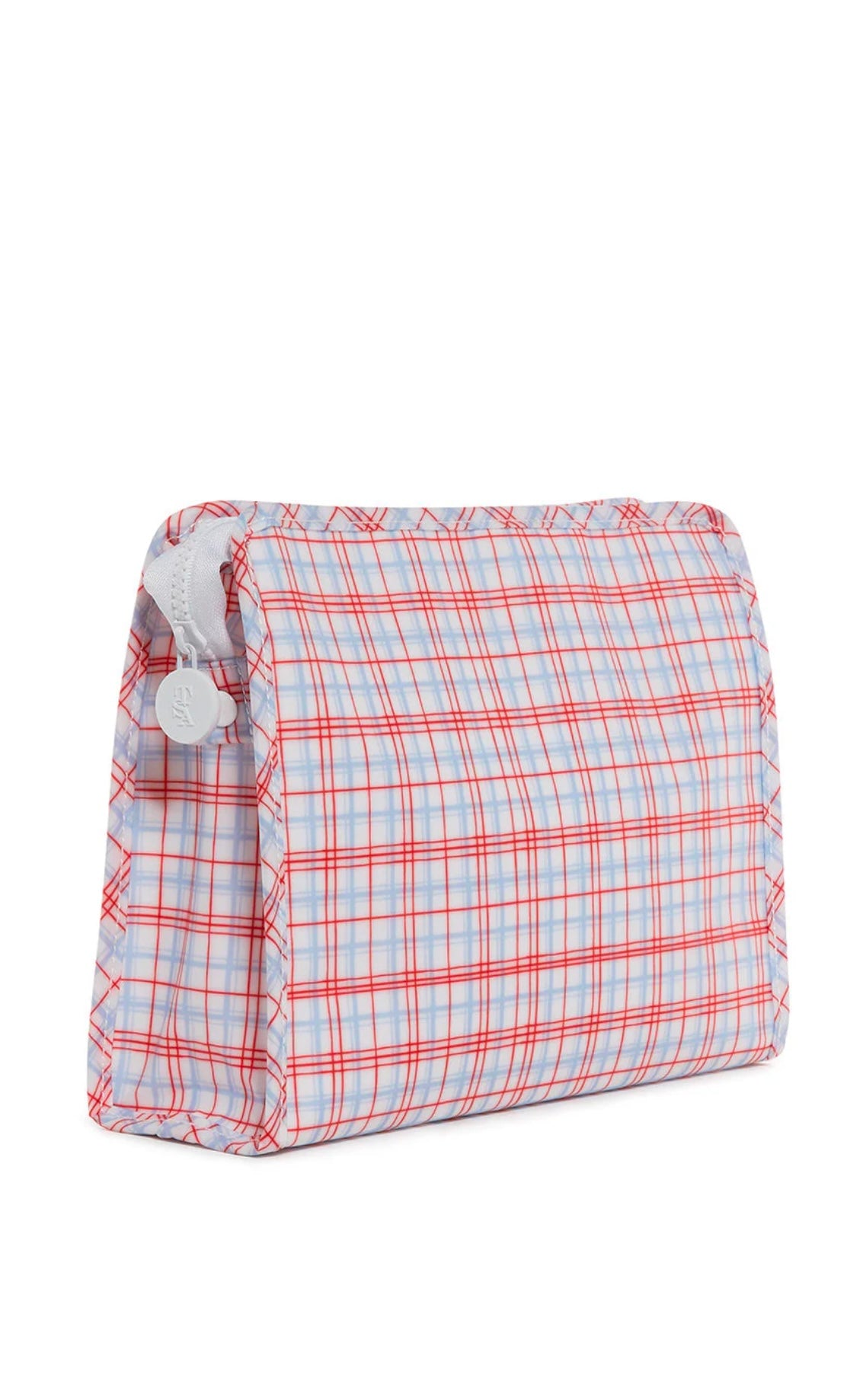 Red plaid TRVL Roadie pouch