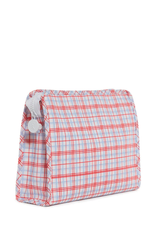 Red plaid TRVL Roadie pouch