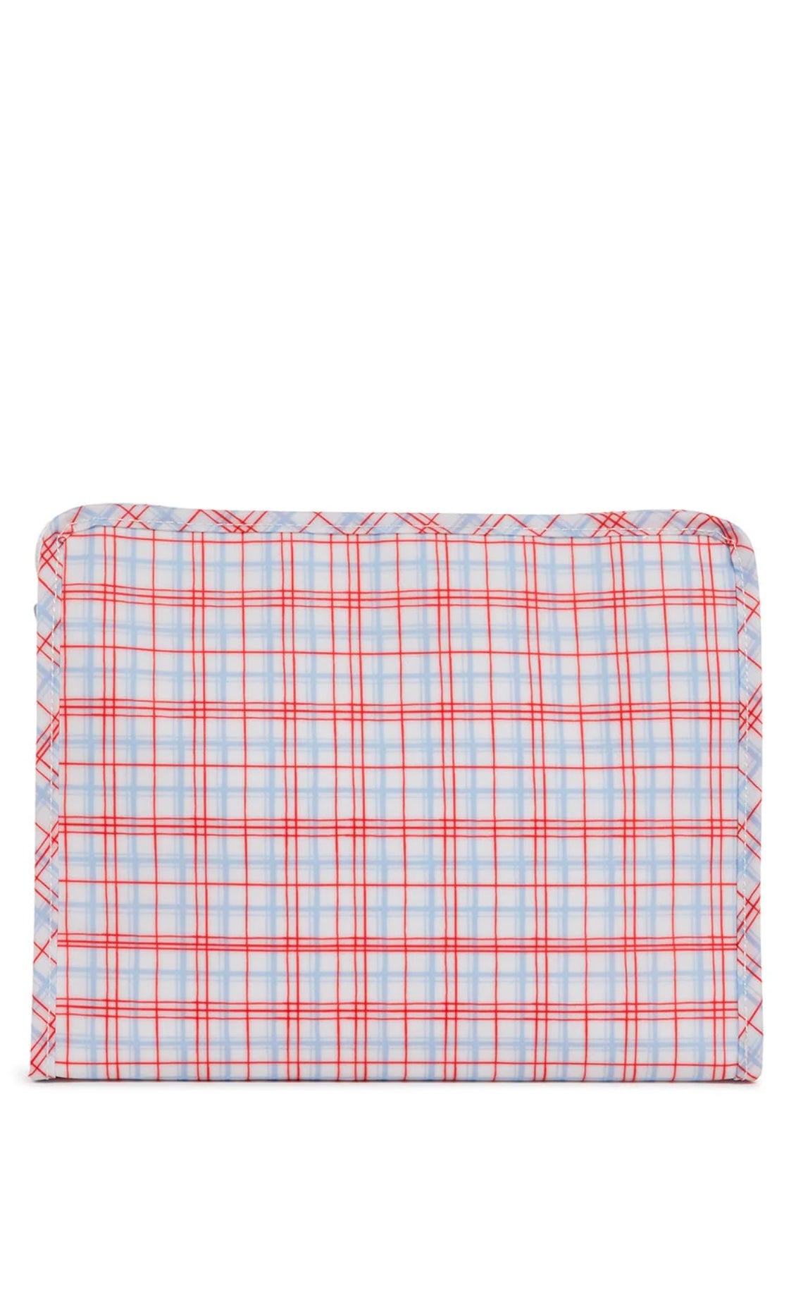 Red plaid TRVL Roadie pouch