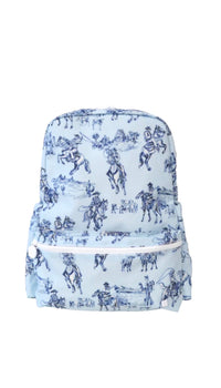 Blue cowboy toile TRVL Backpacker bag