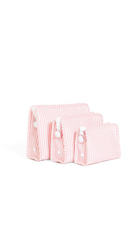 Pink and white stripped roadie on a white background