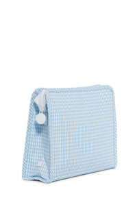 Mist blue gingham TRVL Roadie pouch