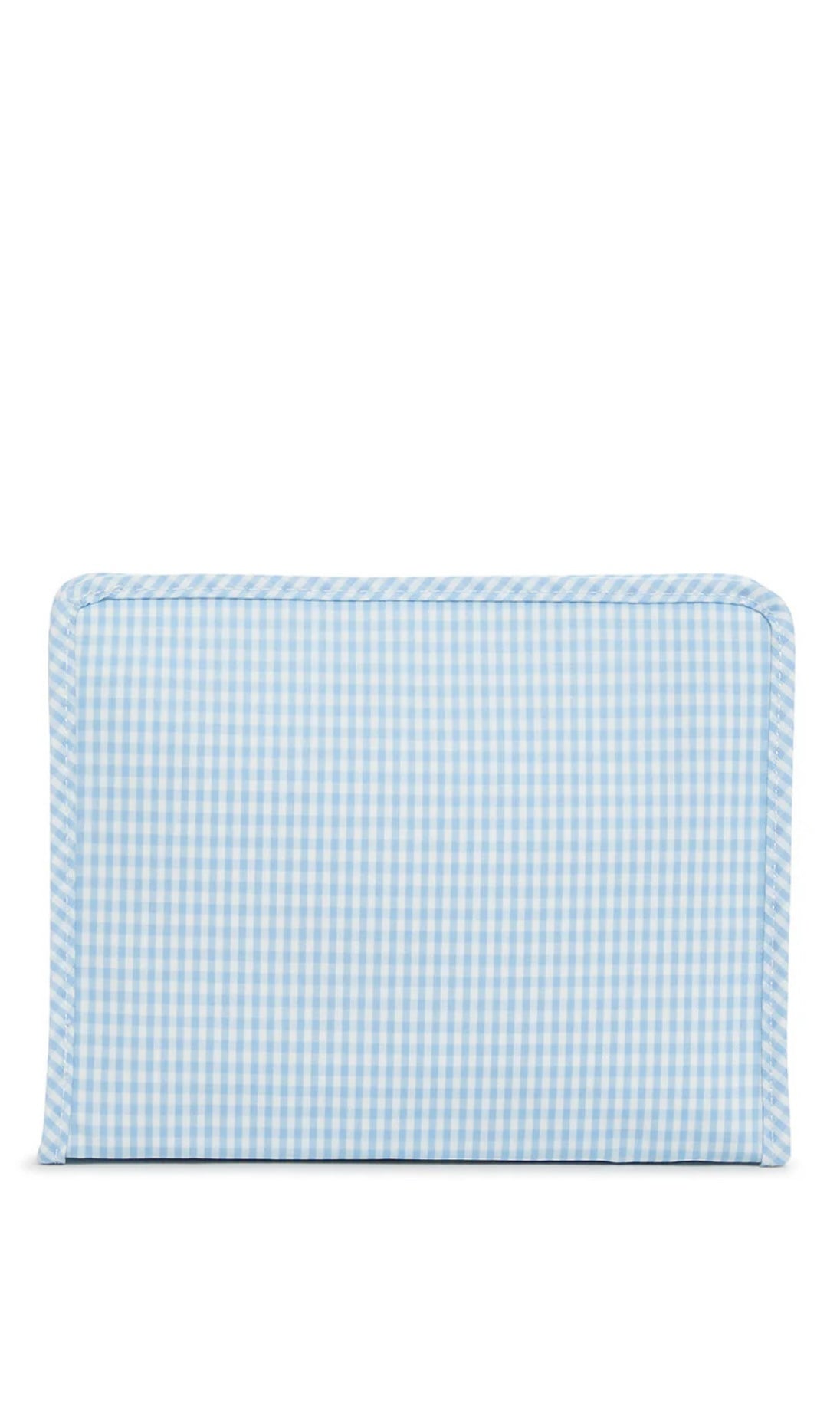 Mist blue gingham TRVL Roadie pouch