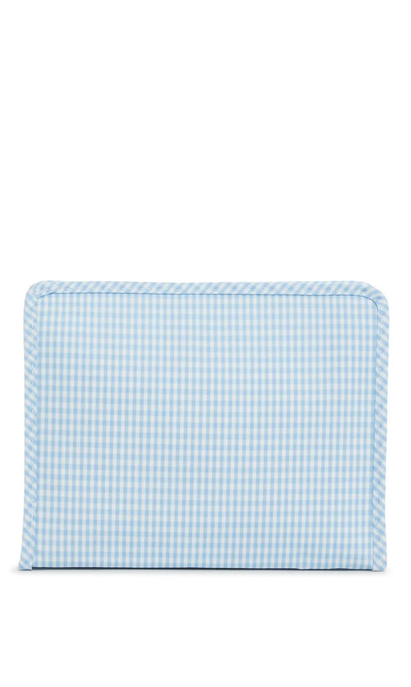 Mist blue gingham TRVL Roadie pouch