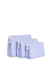 Lilac gingham TRVL Roadie pouch