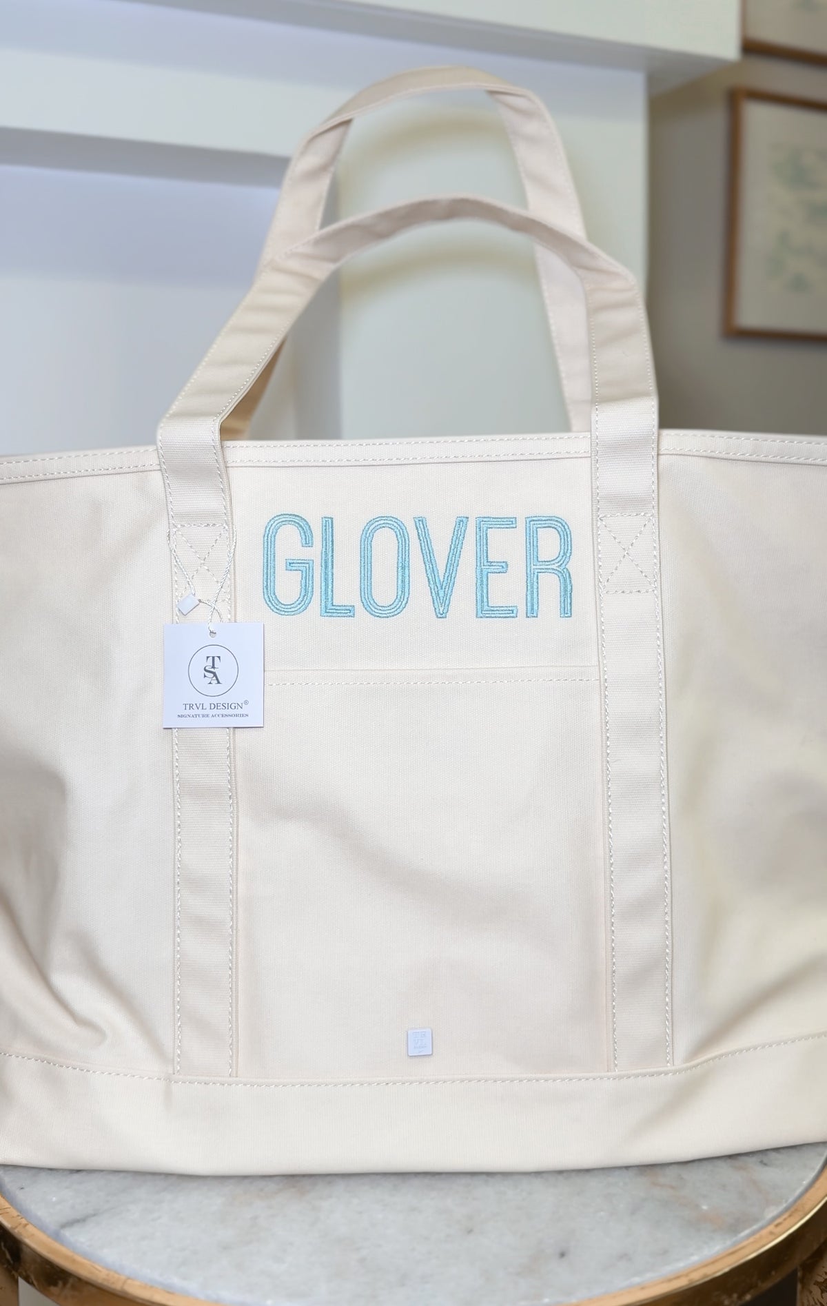 TRVL MAXI TOTE NATURAL COATED CANVAS