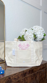 TRVL MAXI TOTE NATURAL COATED CANVAS