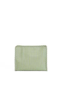 Moss green gingham TRVL Roadie pouch