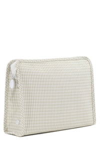 Pearl grey gingham TRVL Roadie pouch, available in medium and large