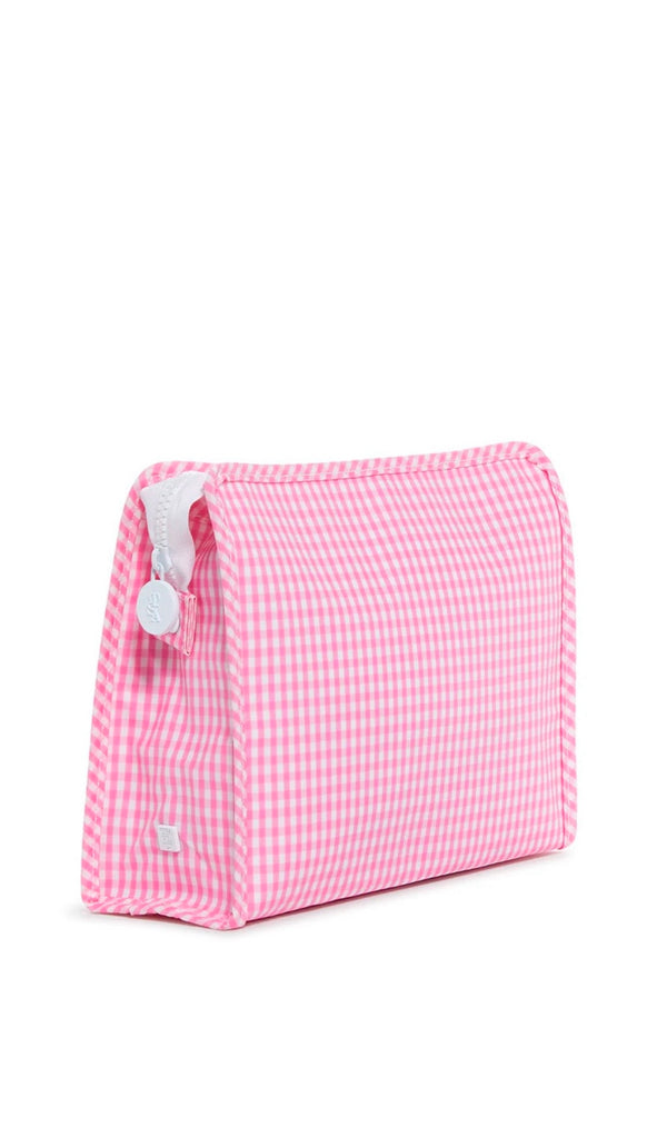 Pink gingham TRVL Roadie pouch