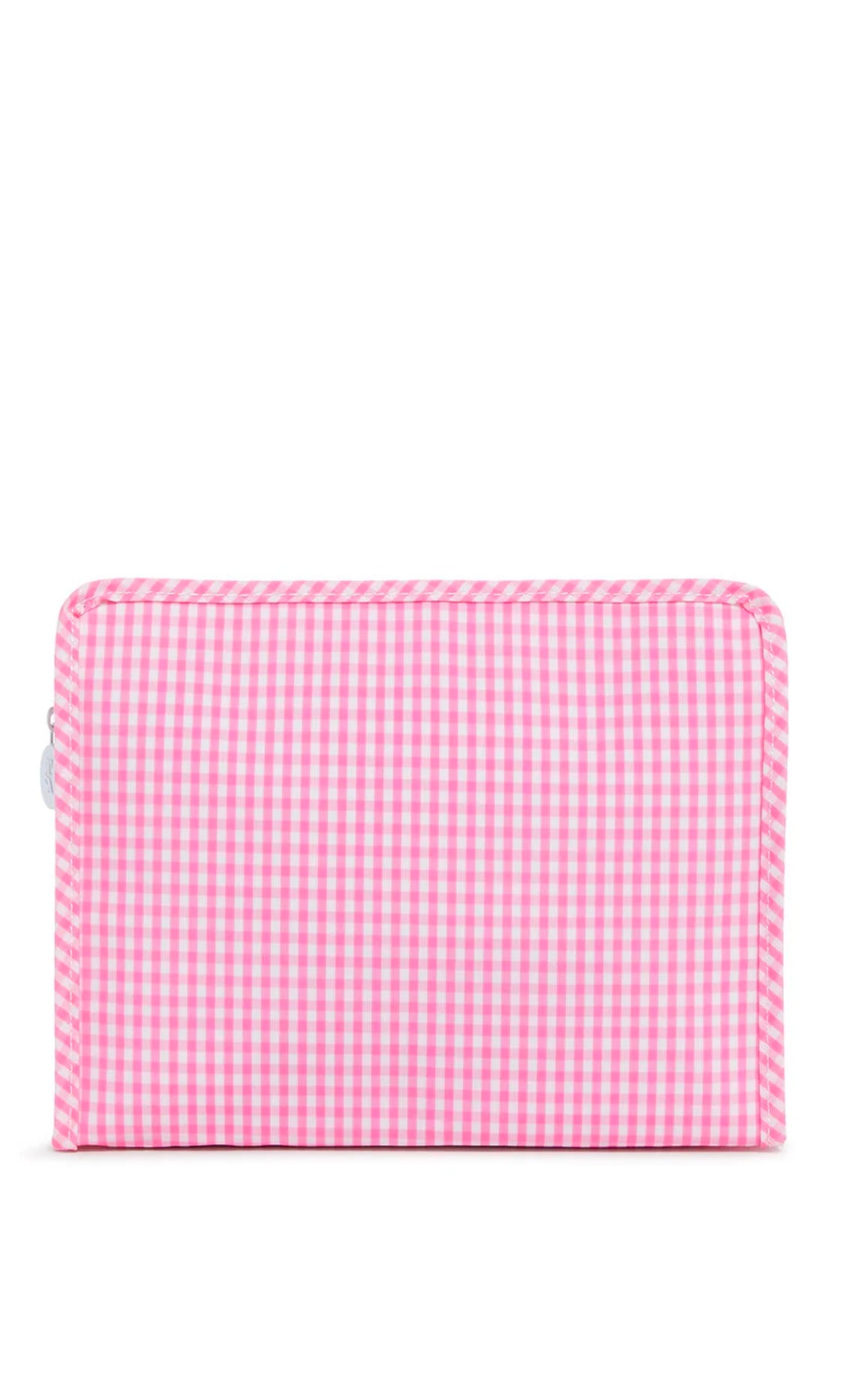 Pink gingham TRVL Roadie pouch