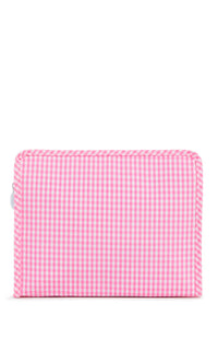Pink gingham TRVL Roadie pouch