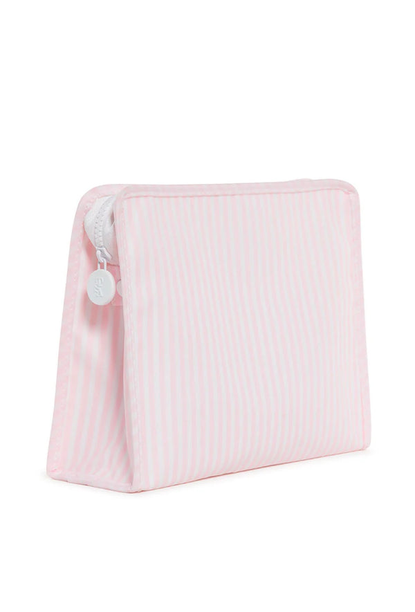 Pink Pimlico stripe TRVL Roadie pouch, available in medium and large