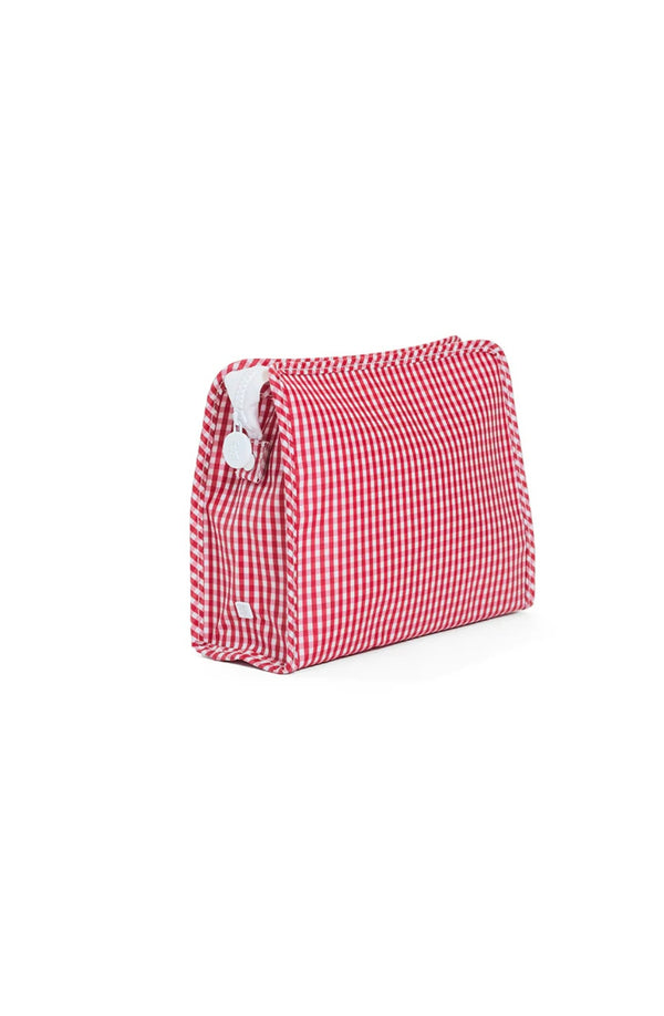 Red gingham TRVL Roadie pouch