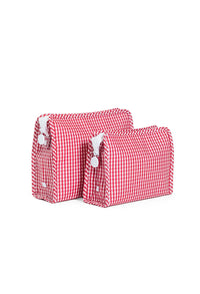 Red gingham TRVL Roadie pouch