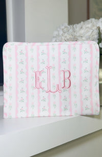 Pink ribbon floral roadie embroidery fishtail font