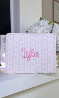 Pink ribbon floral roadie embroidery