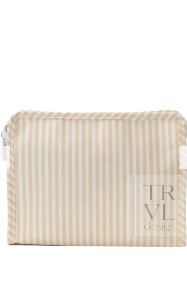 Sand Pimlico stripe TRVL Roadie pouch
