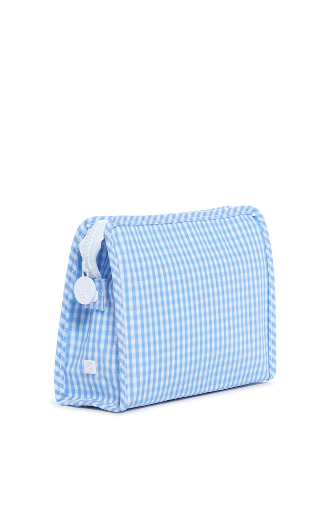 Sky blue gingham TRVL Roadie pouch