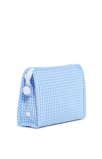 Sky blue gingham TRVL Roadie pouch