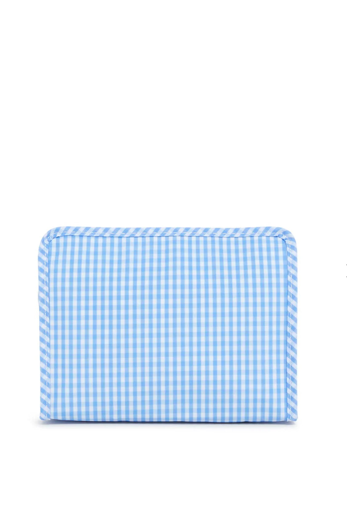 Sky blue gingham TRVL Roadie pouch