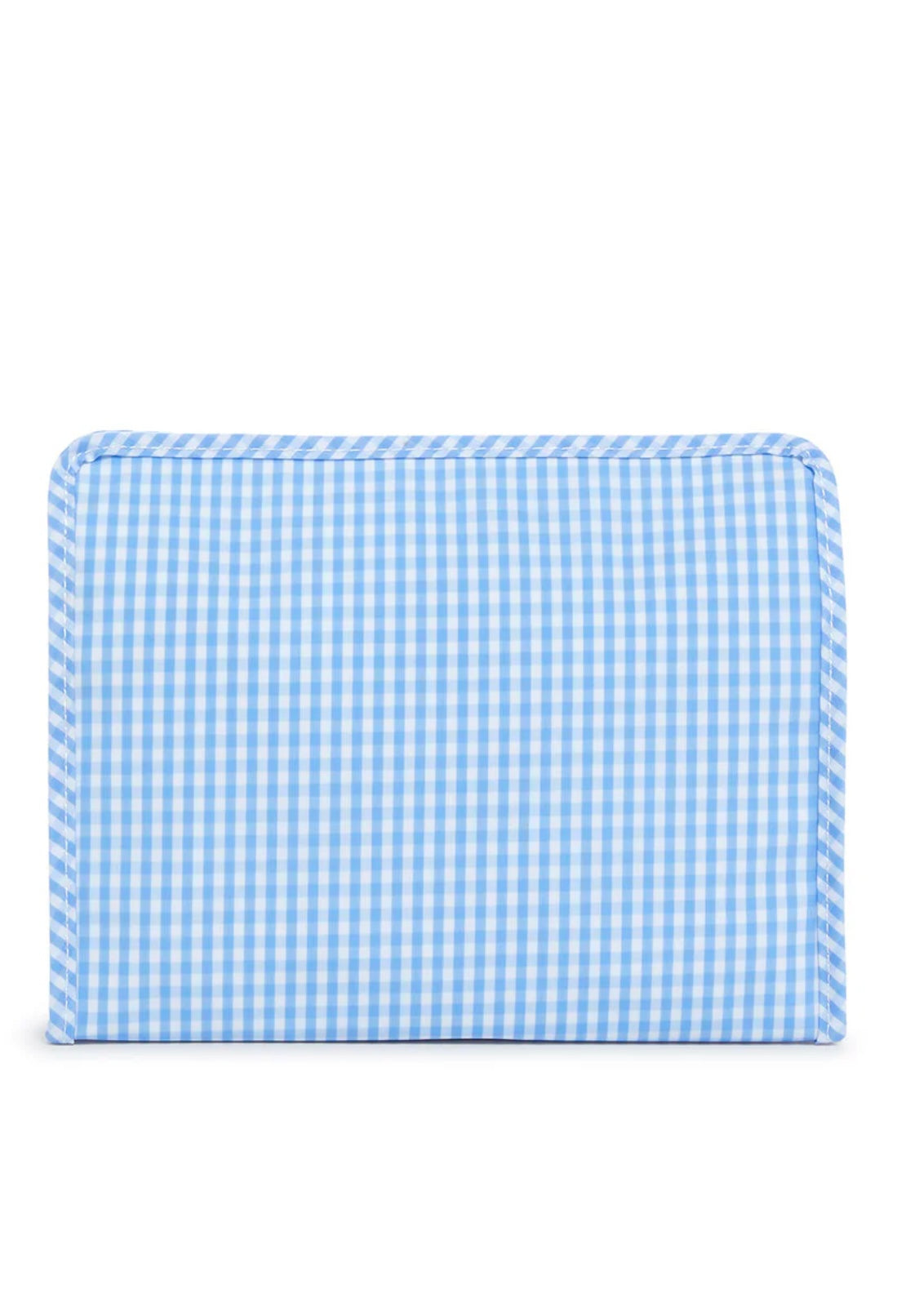 Sky blue gingham TRVL Roadie pouch