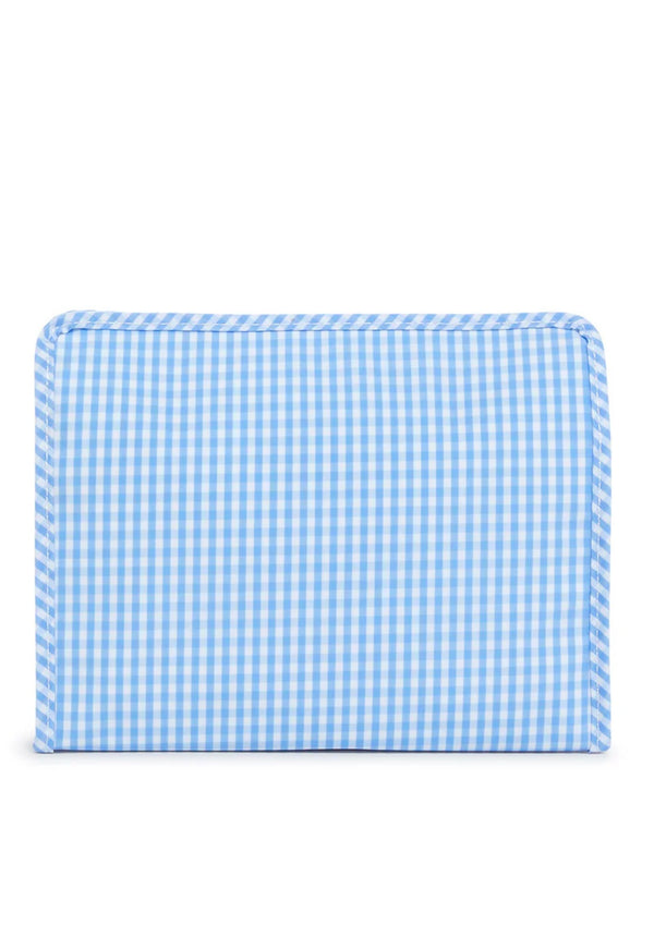 Sky blue gingham TRVL Roadie pouch
