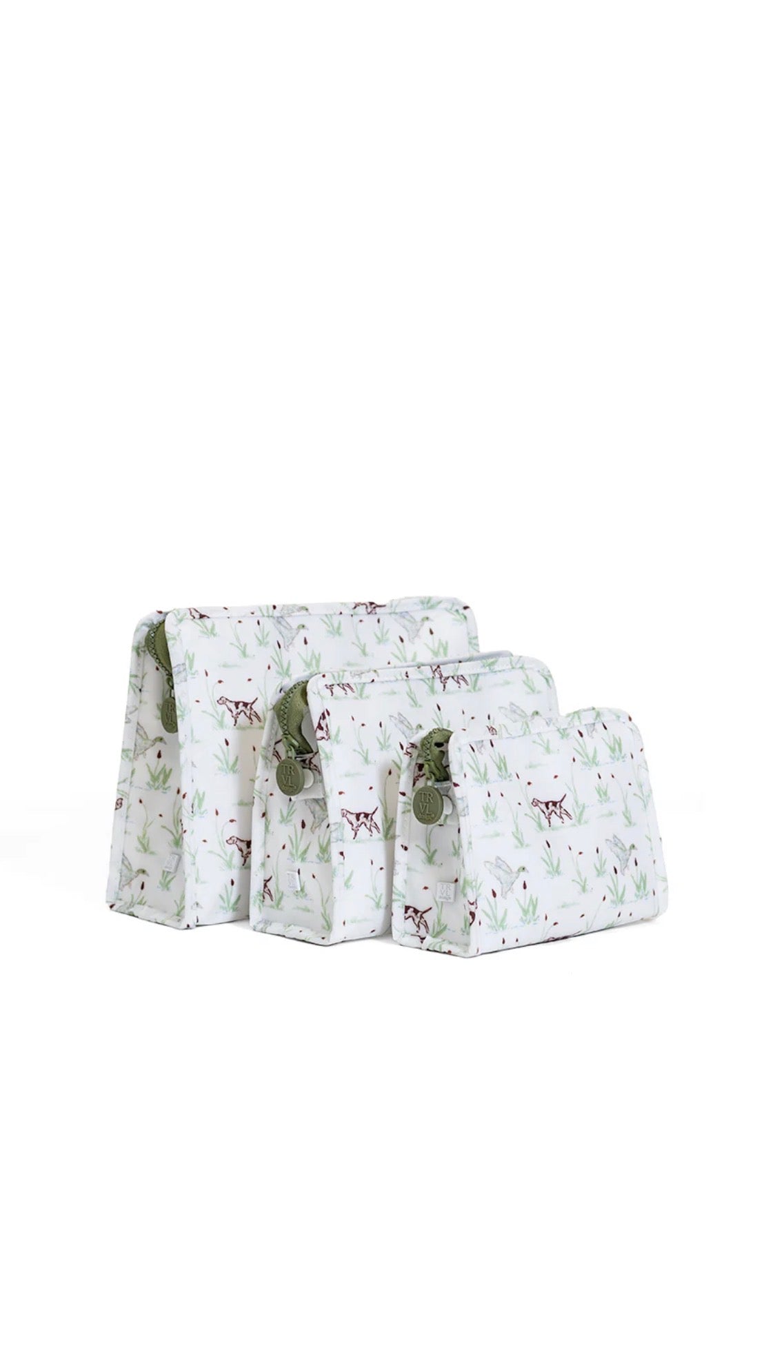 Green hunting dog print TRVL Roadie pouch