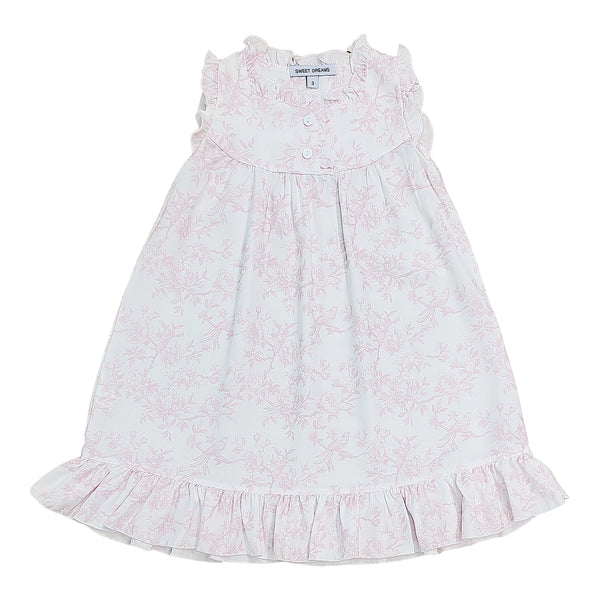 Pink toile sleeve nightgown for baby
