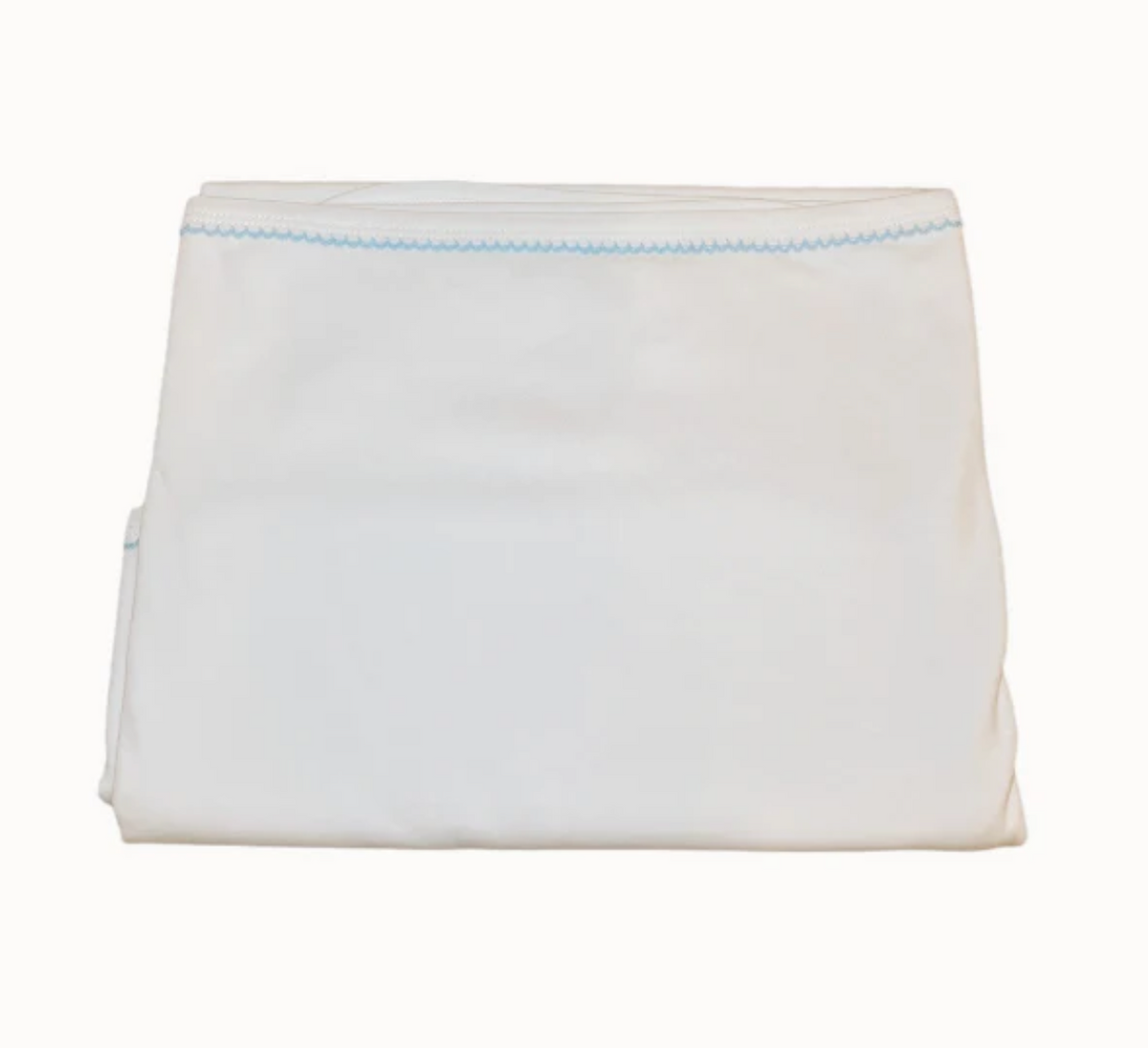 White picot trim baby blanket, available in pink and blue