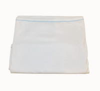 White picot trim baby blanket, available in pink and blue