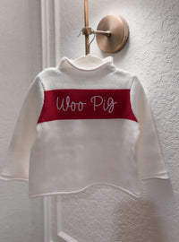 White and red rollneck sweater for baby