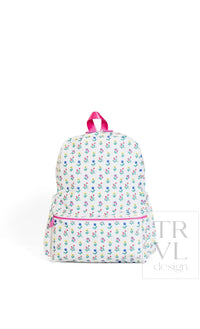 Blue wildflower print TRVL Backpacker bag